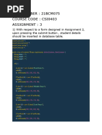 21BCM075 Csi0403 Assignment 3