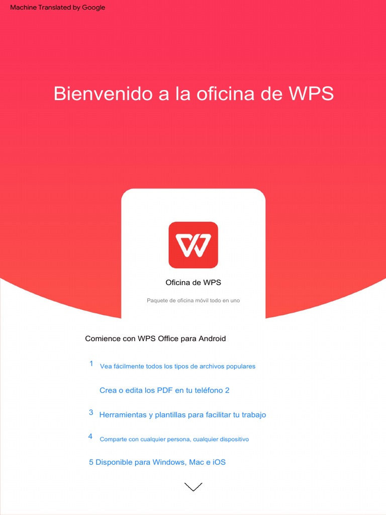 Bienvenido a la oficina de wps comience con wps office para android