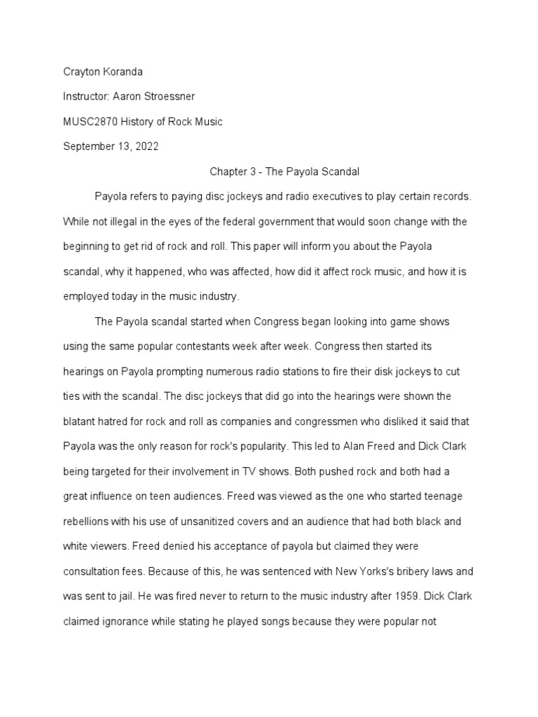 Chapter 3 The Payola Scandal PDF Spotify Mass Media