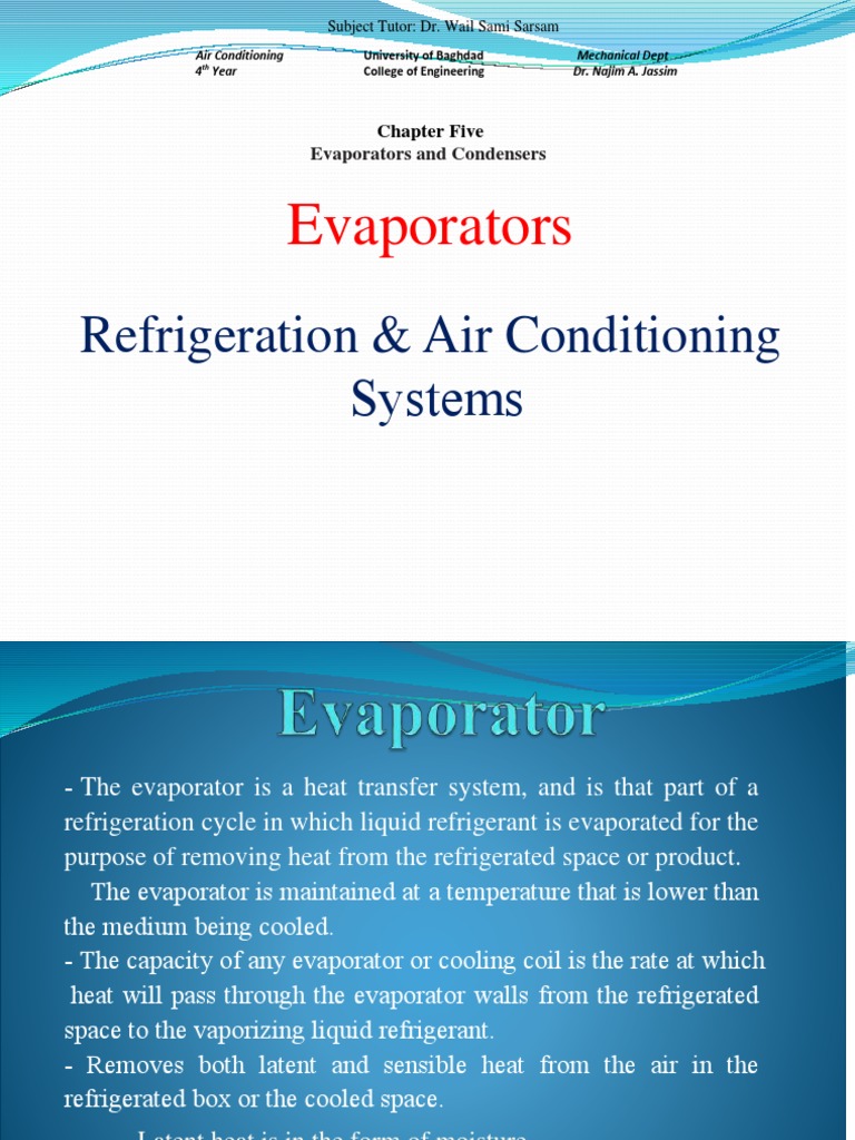 Chapter 5 Evaporators and Condensers PDF Heat Exchanger Air