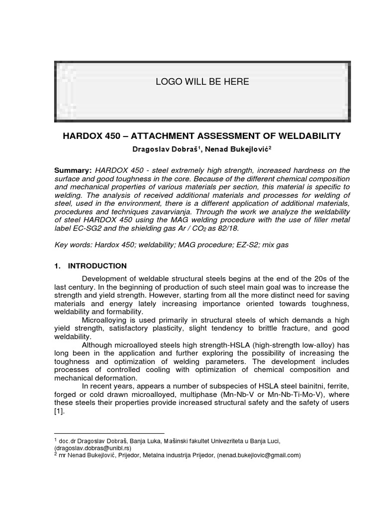 3225_HARDOX_450__Prilog_ocjen PDF Welding Construction
