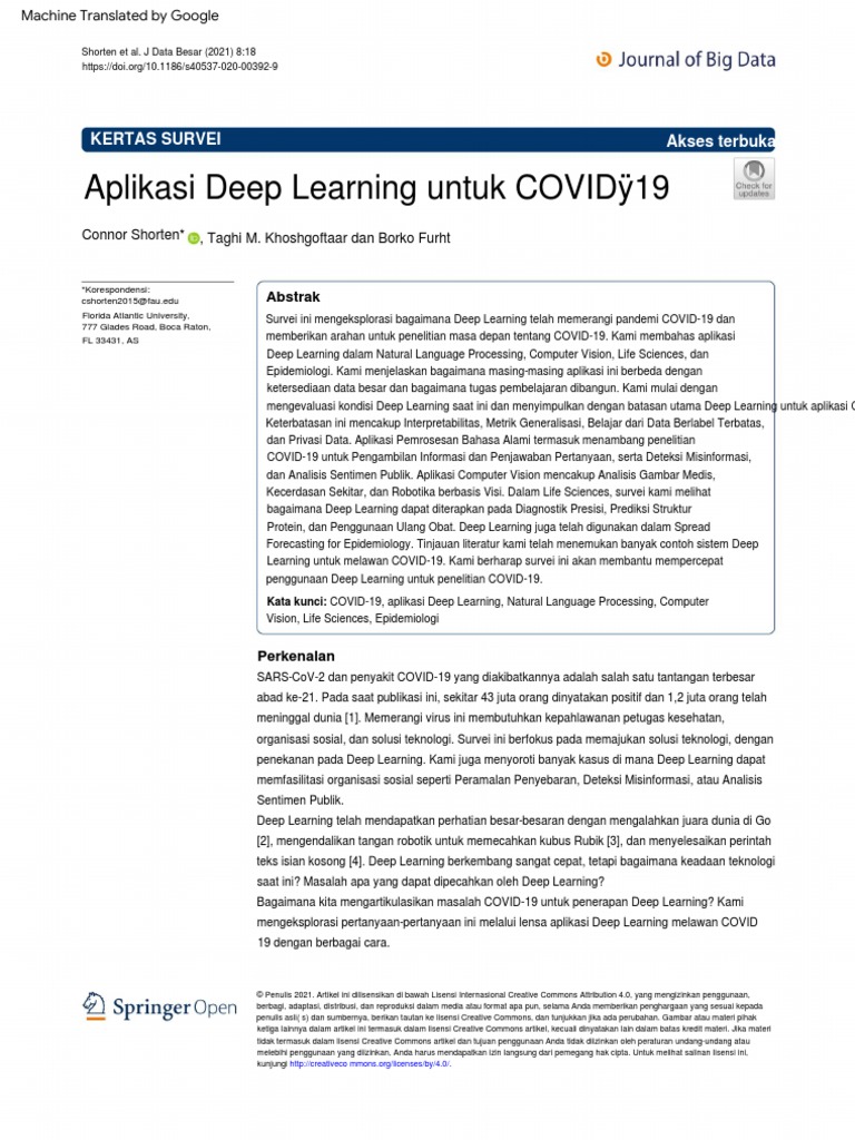 Aplikasi Deep Learning untuk COVID-19 | PDF | Komputer