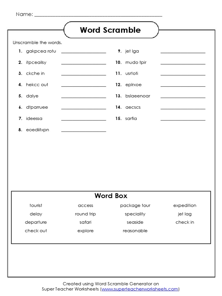 Super Teacher Worksheets Word Scramble PDF Super Teacher Worksheets Word Scramble PDF