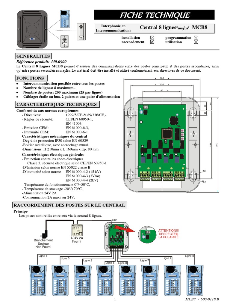 Installation Central 8 Lignes MCB8 | PDF | Compatibilité ...