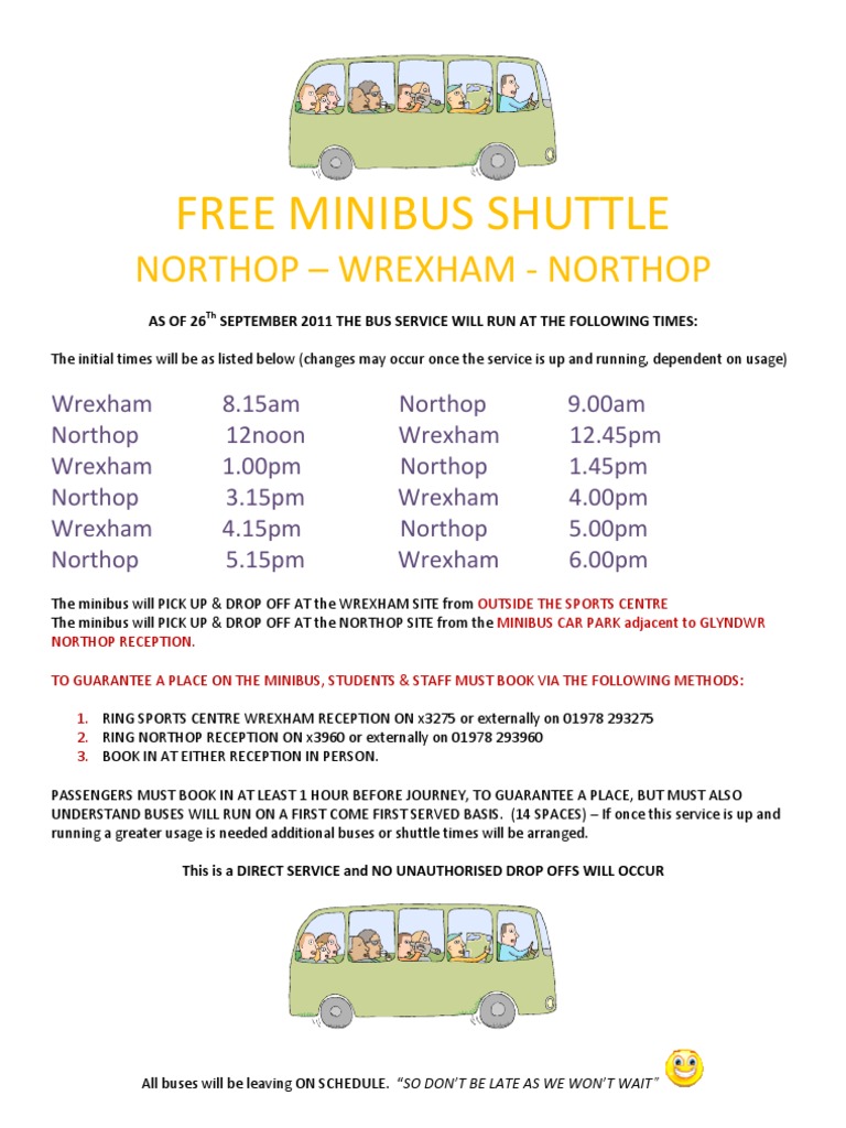 Northop-Wrexham Minibus Timetable | PDF