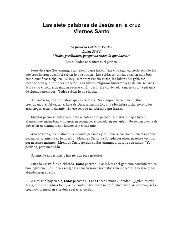Las Siete Palabras De Jesús En La Cruz Pdf Jesús Amor