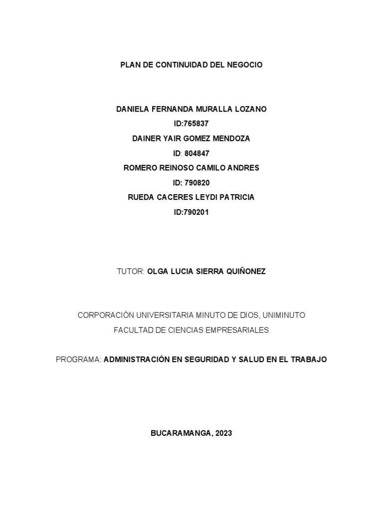 Resiliencia - Plan de Continuidad Del Negocio | PDF | Mercado (economía ...