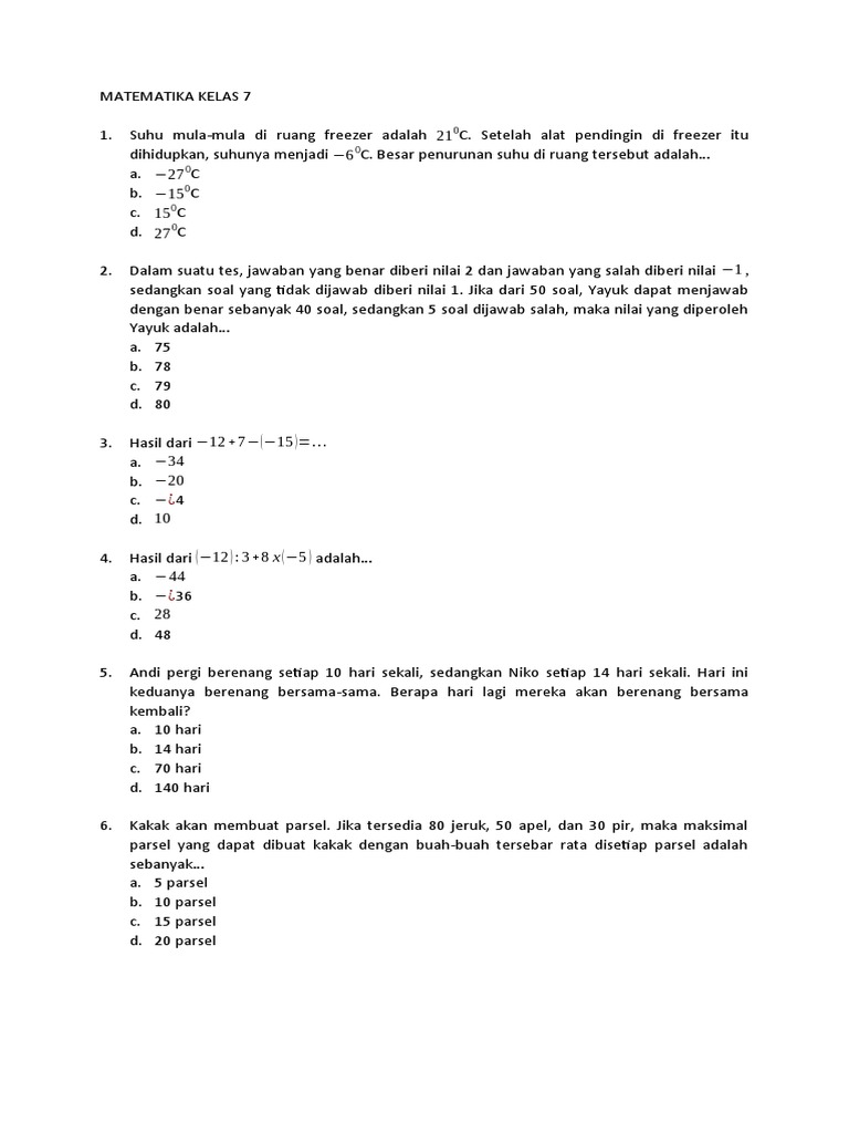 Matematika Kelas 7 | PDF