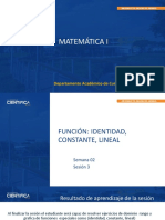 Sesión 3 - Semana 2 - Matemática I - Función Constante - Identidad - Lineal