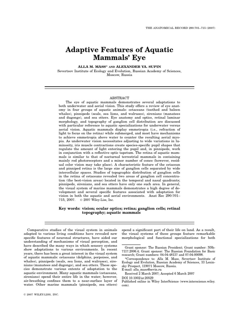 The Anatomical Record - 2007 - Mass - Adaptive features of aquatic