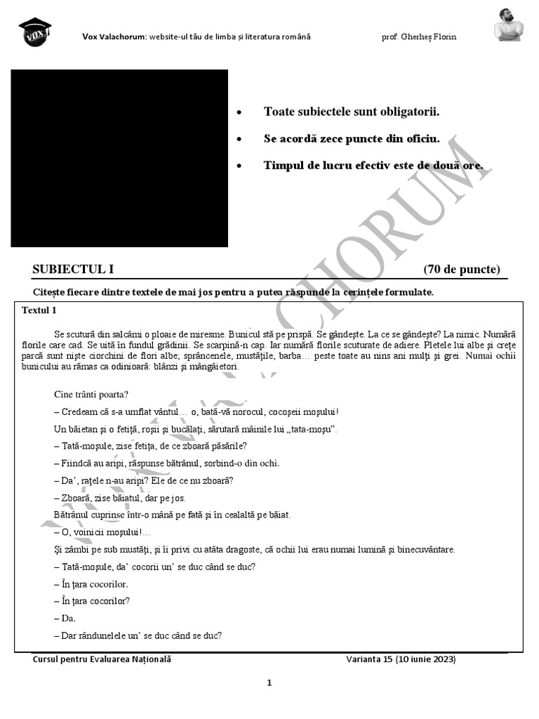 Testul 15 FINAL Compressed | PDF