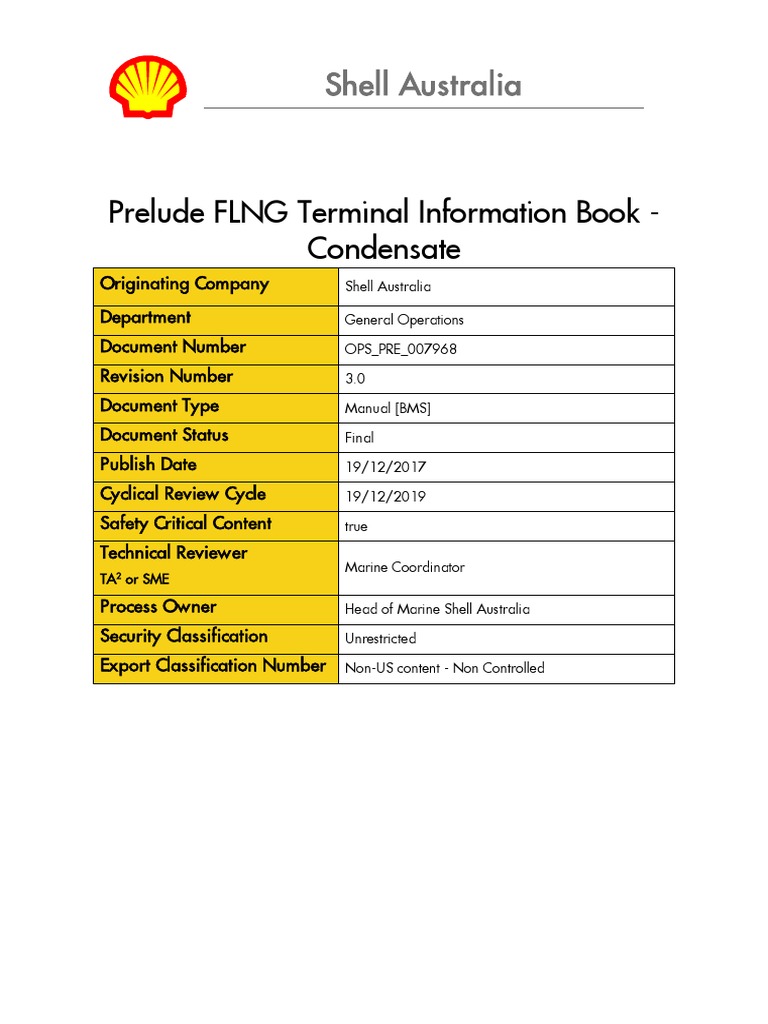 Prelude FLNG Terminal Information Book Condensate | PDF | Oil Tanker ...