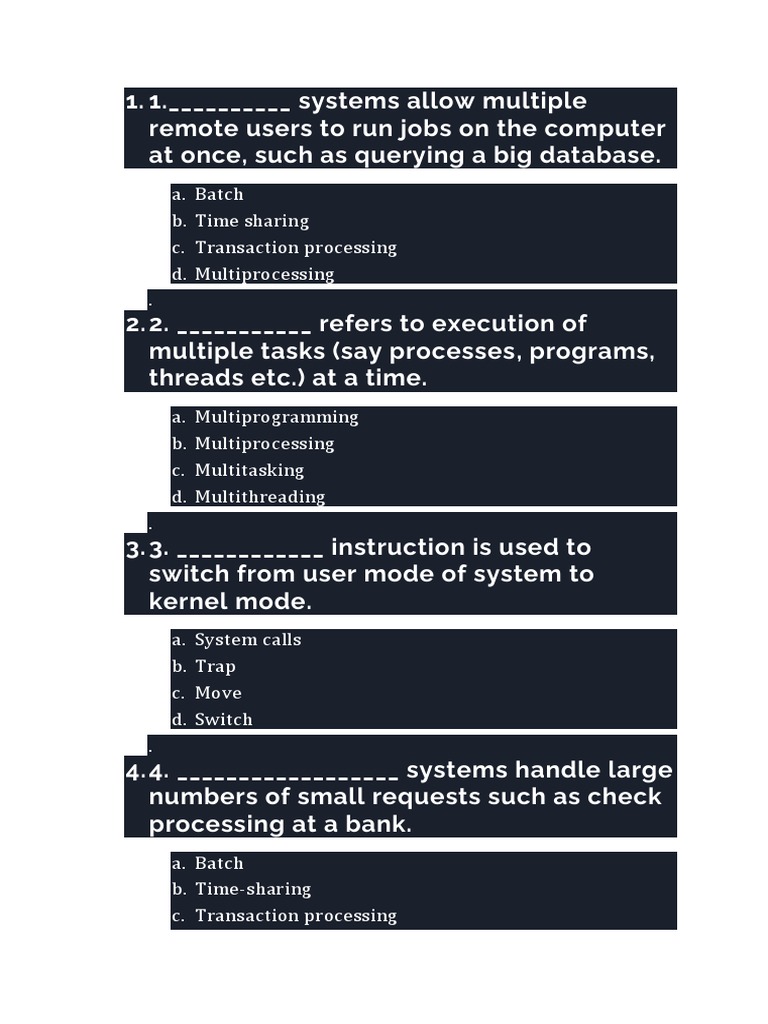 OS MCQ (Part 1) PDF Operating System Thread