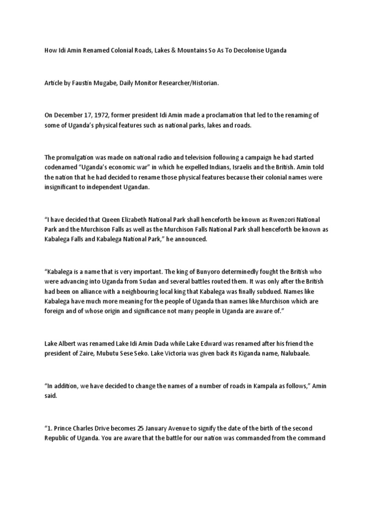 Idi Amin Pdf Uganda International Relations
