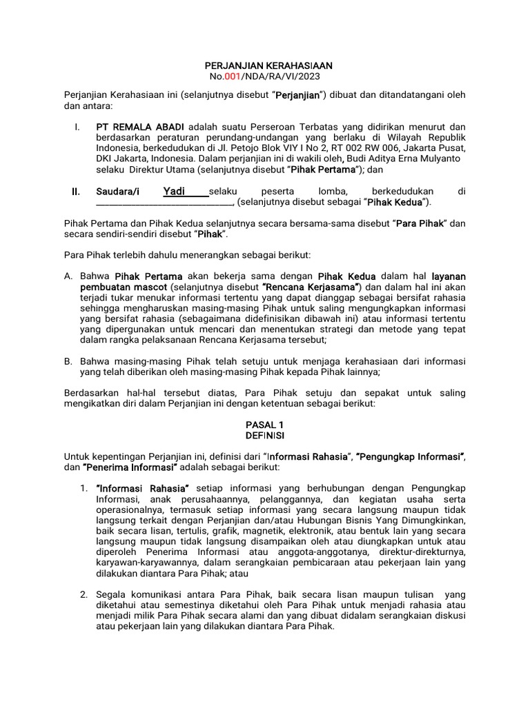 Nda - Mascot | PDF