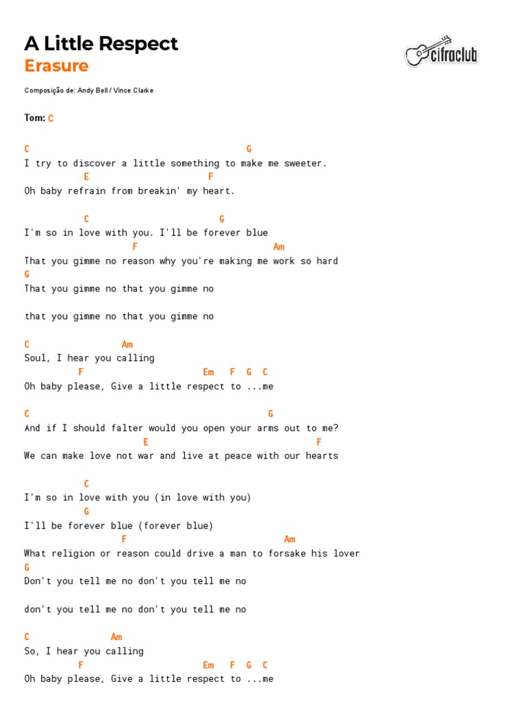 Cifra Club - Erasure - A Little Respect | PDF
