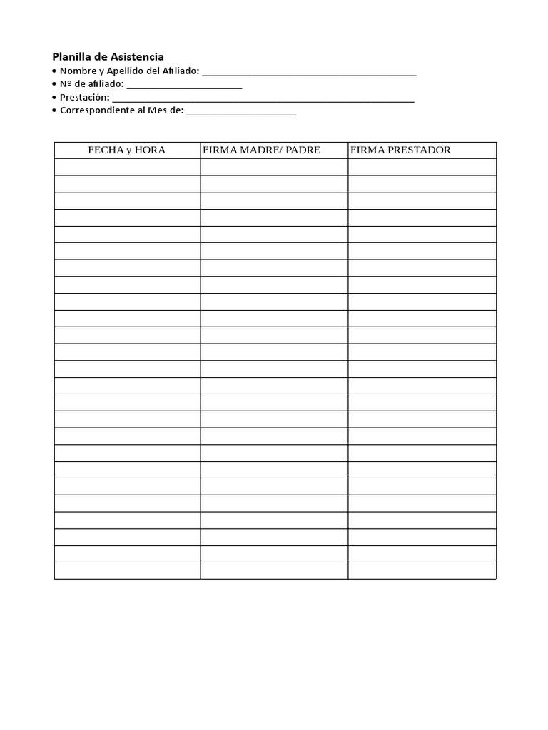 Planilla Asistencia | PDF