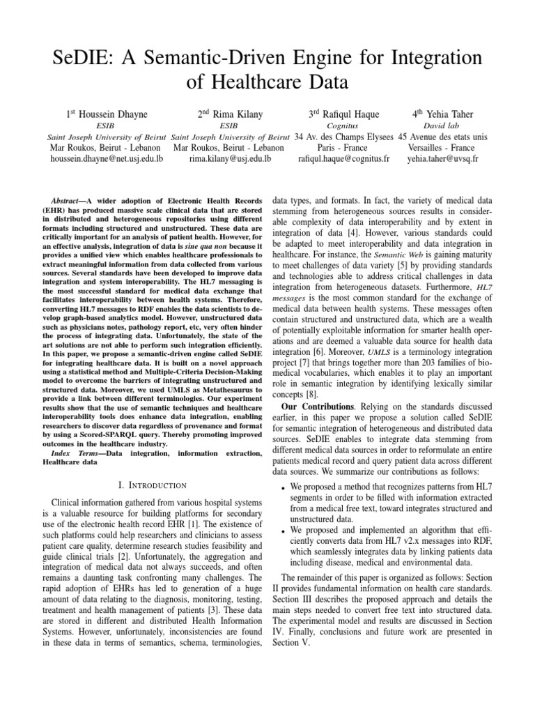 SeDIE - A Semantic-Driven Engine For Integration | PDF | Electronic ...
