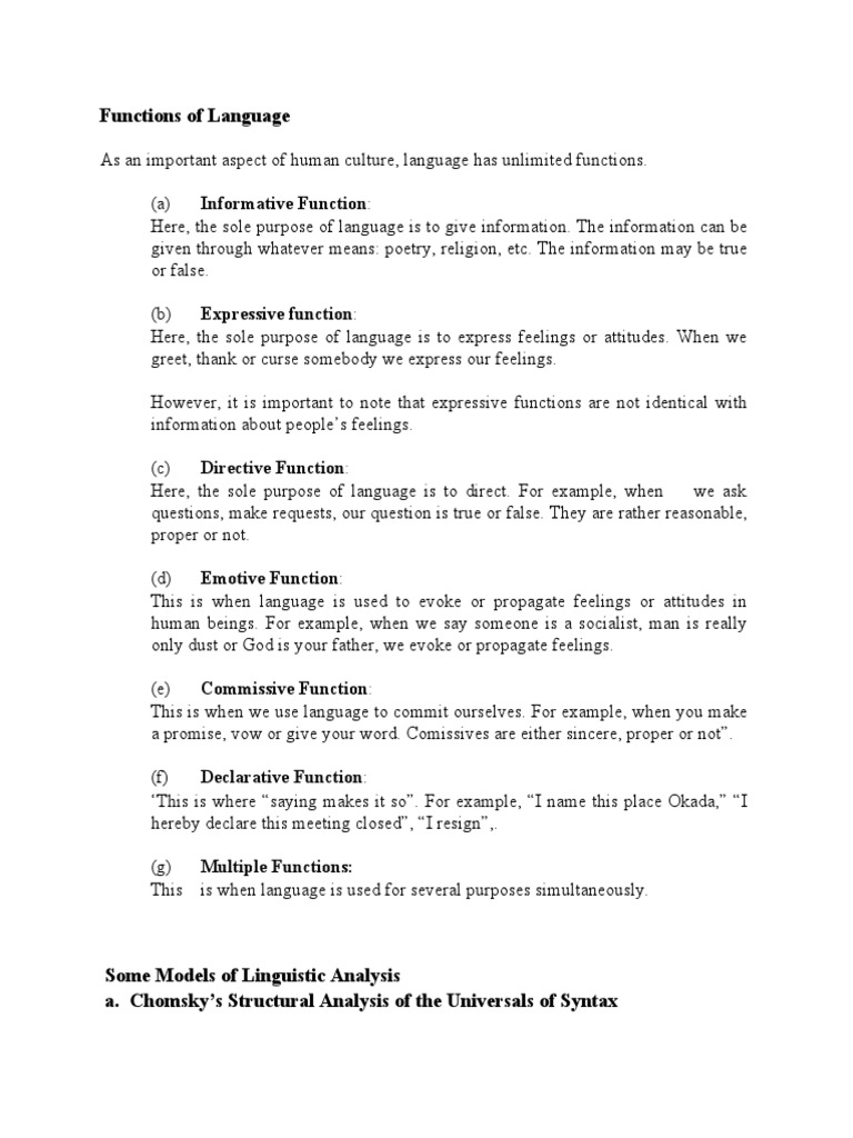 Functions of Language | Download Free PDF | Definition | Language ...