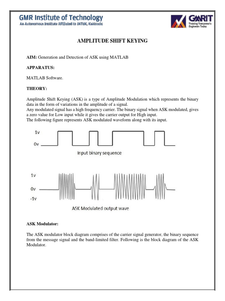 ASK Modulation and Demodulation in MATLAB | PDF | Science & Mathematics