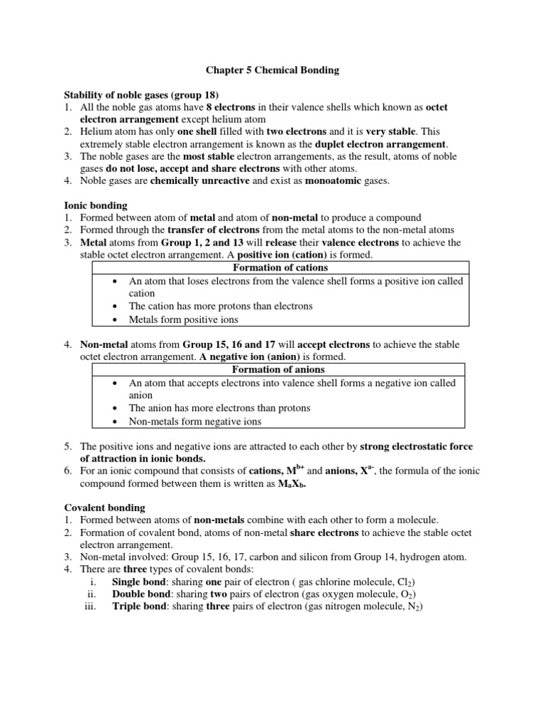 Chapter 5 Chemical Bonding | PDF | Ion | Ionic Bonding