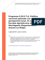 Leguizamón Laura Lorena (2013) - Programa E.M.E.T.A. Política Nacional Aplicada Con Perspectiva Local. El Caso de La Escuela Agrotécni (... )