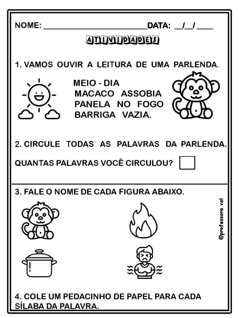 Atividades Parlenda Macaco Assobia 2 PDF