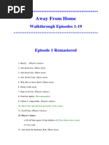 Away From Home Walkthrough Episodes 1-19