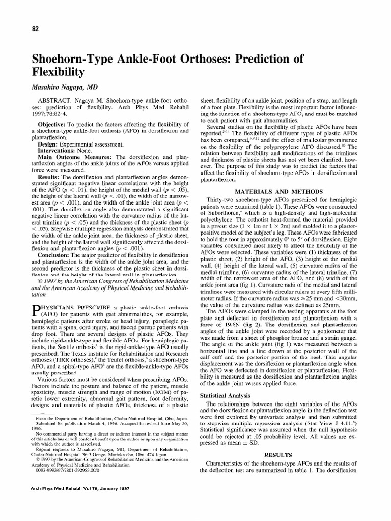 ShoehorntypeanklefootorthosesPredictionoff PDF Linear