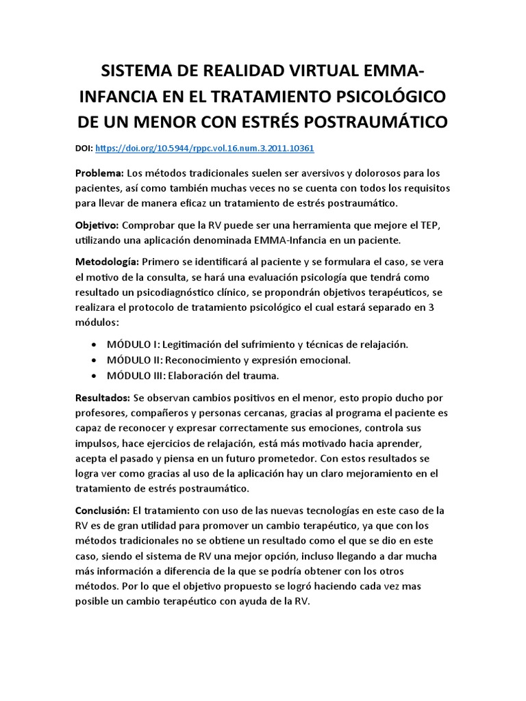 Sistema de Realidad Virtual Emma R6 | PDF
