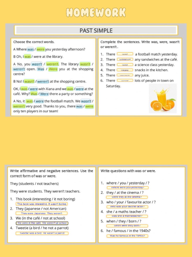 Simple Past Was Were Did Didn't | PDF