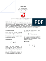 Ley de Ohm: Experimentación Física II, Universidad Del Valle. Cali, Colombia