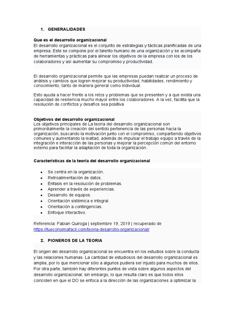 Teoría del Desarrollo Organizacional | PDF | Sicología | Comportamiento