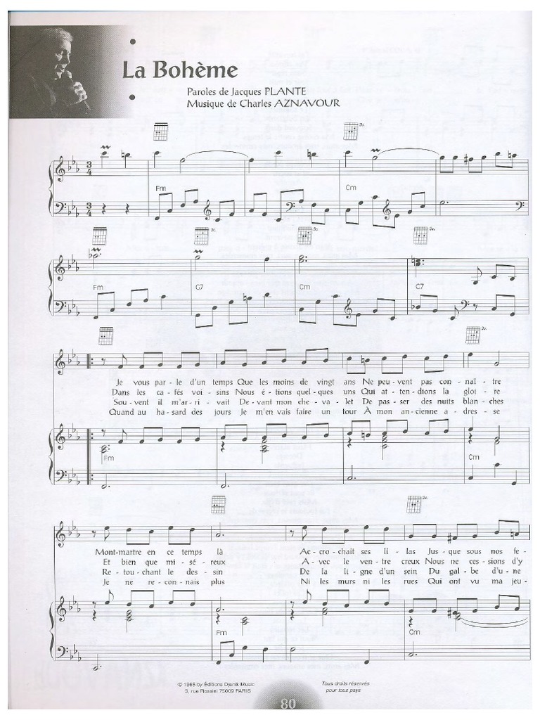 La Boheme Charles Aznavour PDF