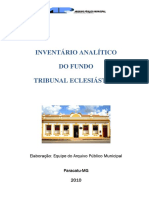 Arquivo Público Paracatu - Inventário Tribunal Eclesiástico