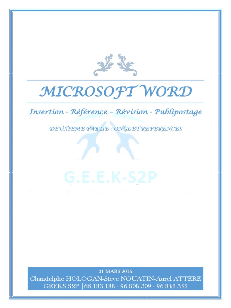 Utilisation de l'onglet Références dans Word | PDF | Microsoft Word ...