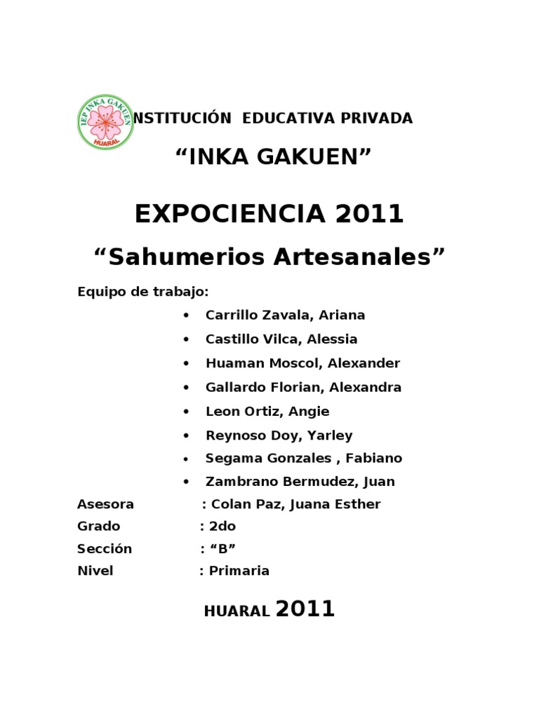Proyecto de Sahumerios Artesanales | PDF | Contaminación | La ...