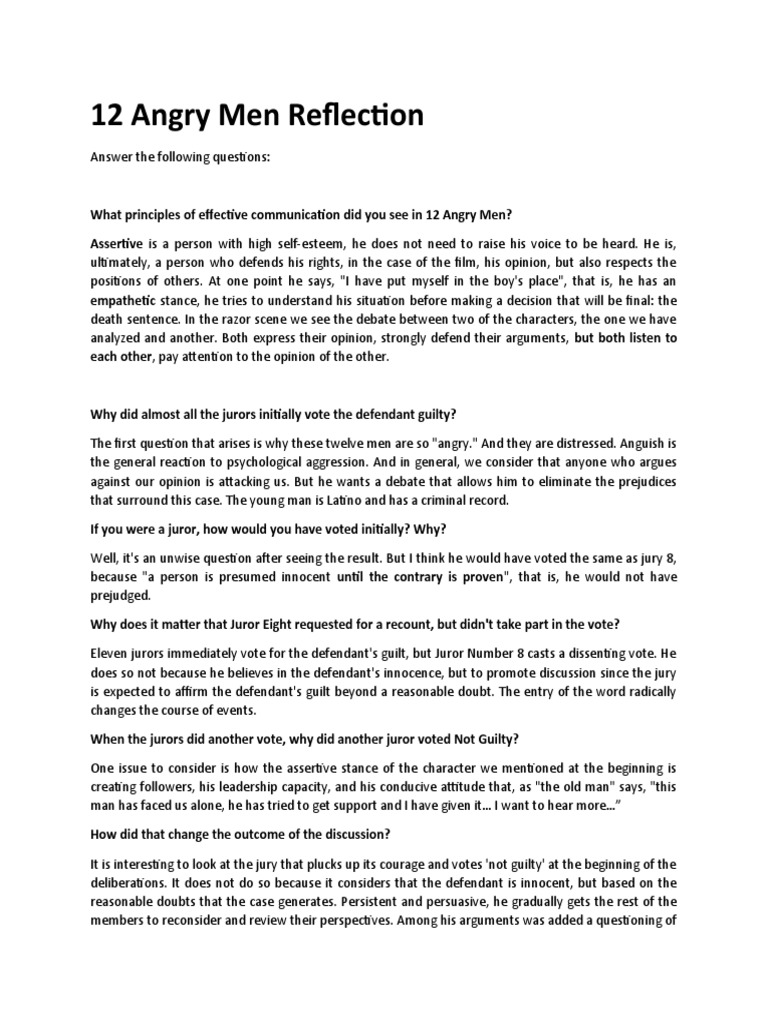 Communication Lessons from 12 Angry Men | PDF | Reasonable Doubt ...