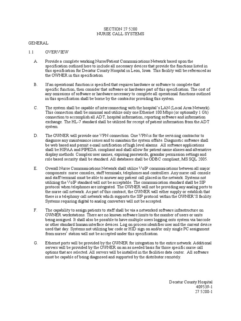 27 5200 n nurse call system pdf session initiation protocol