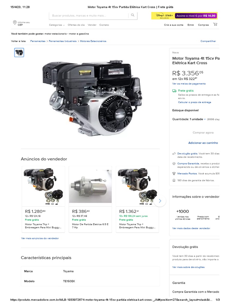 Motor Toyama 4t 15cv Partida Elétrica | PDF | Motores | Tecnologia de ...