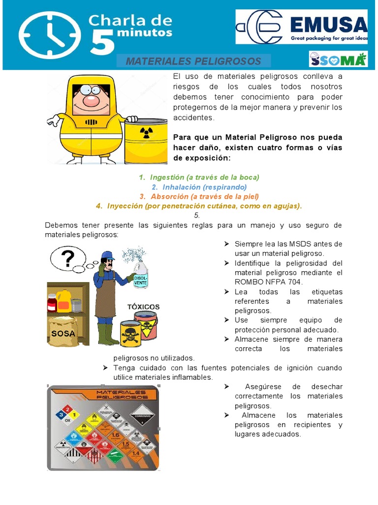 Manejo Seguro de Materiales Peligrosos | PDF | Mercancías peligrosas ...