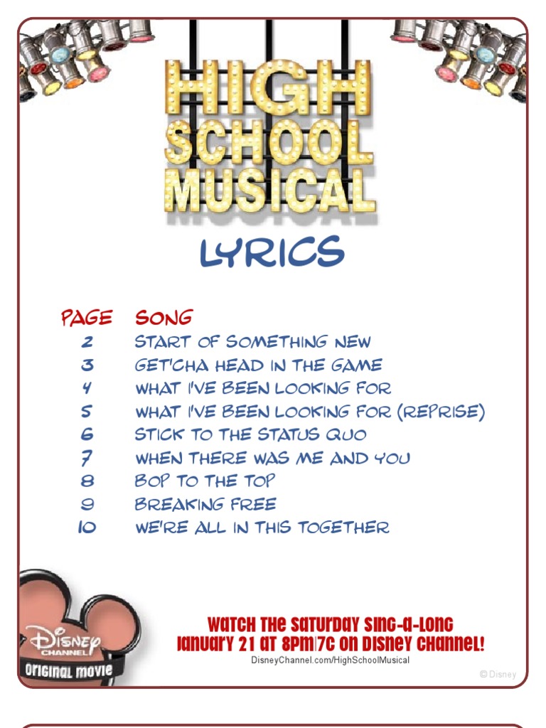 High School Musical 3 High School Musical Lyrics