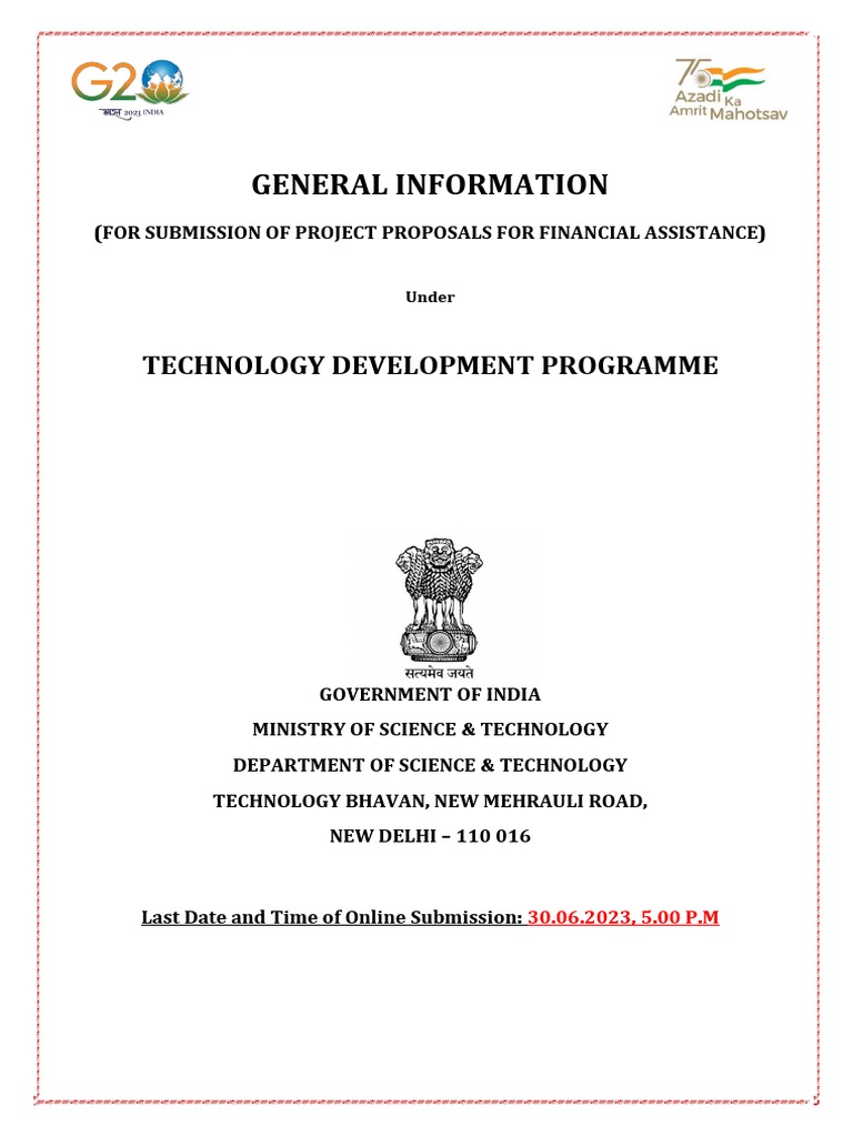 DST Technology Development Proposals 2023 | PDF | Conflict Of Interest ...