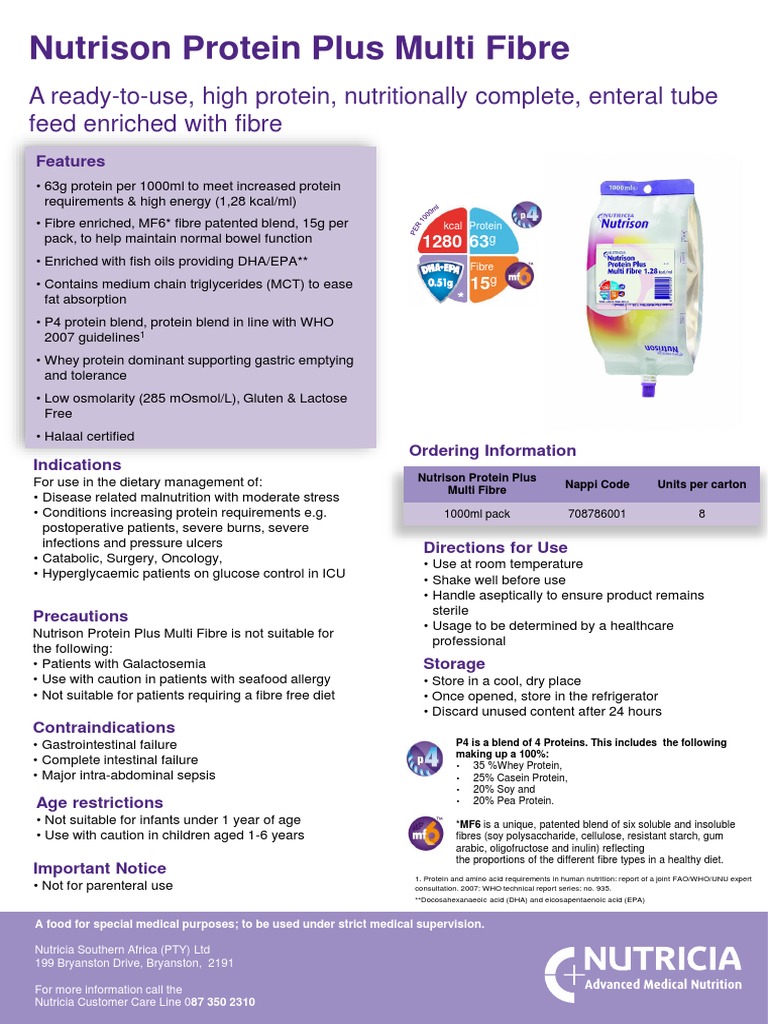 Nutrison Protein Plus Multi Fibre 1L Fact Sheet FC PDF Dietary