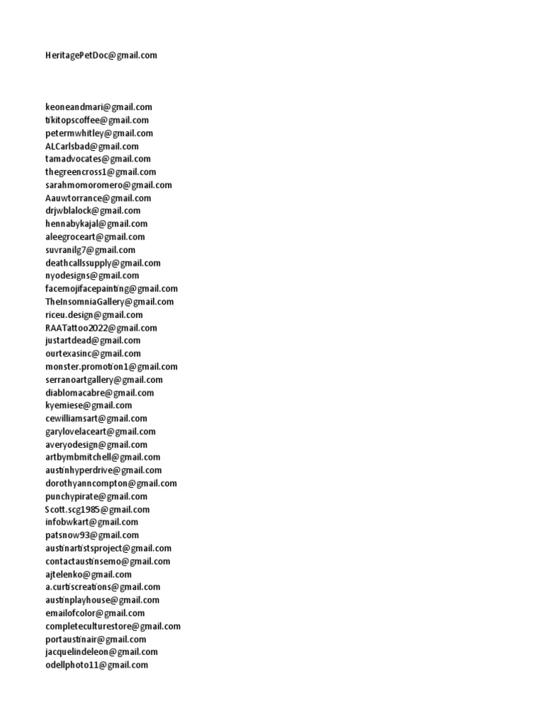 List of Email Contacts for Artists | PDF