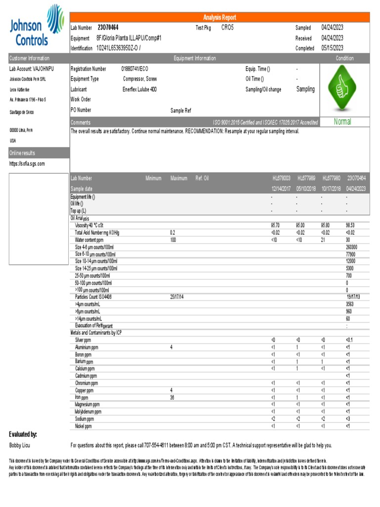 Oil Analysis Report for Equipment | PDF | Building Materials | Nature