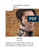 9 de Mayo Bolívar Redactó La Carta de Jamaica