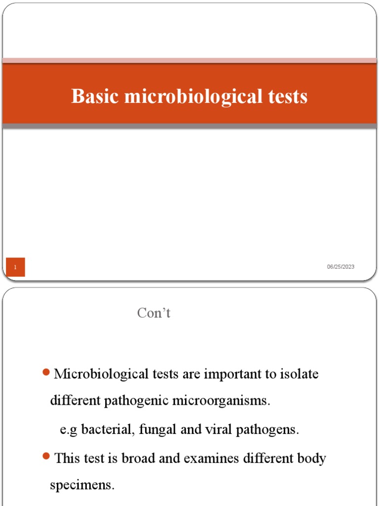 Basic Microbiological Tests PDF Bacteria Biology