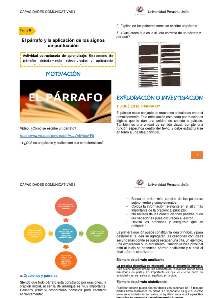 Redacción de Párrafos y Puntuación | PDF | Oración (Lingüística) | Coma