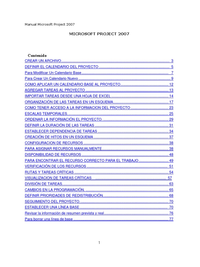 Guía Completa de Microsoft Project 2007 | PDF | Microsoft Excel ...